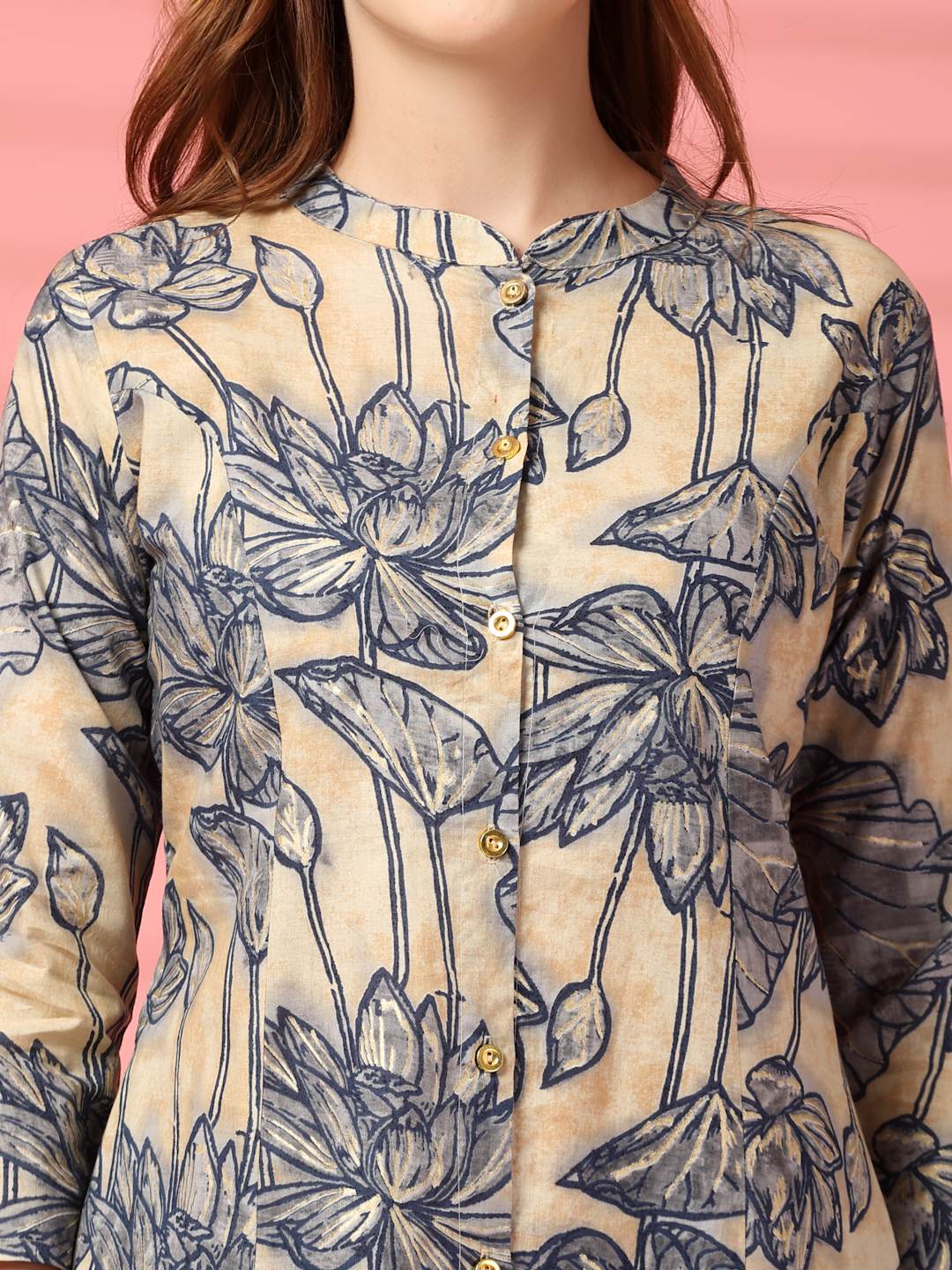 Ensemble Kurta et Palazzo en coton jaune moutarde pour femme