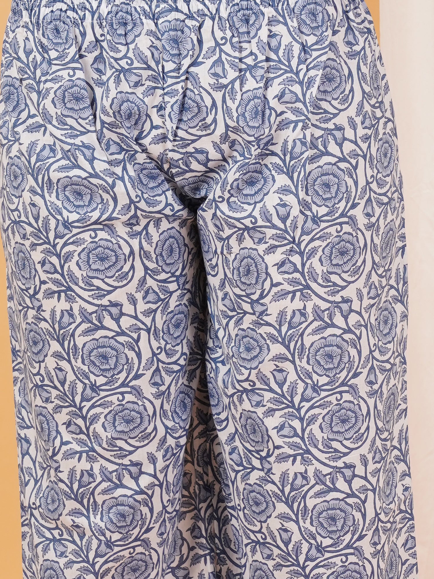 Blue Rose Printed Cotton Straight Kurta Set For Women