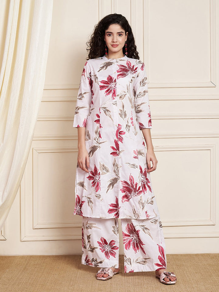 Ensemble Kurta et Palazzo en coton jaune moutarde pour femme