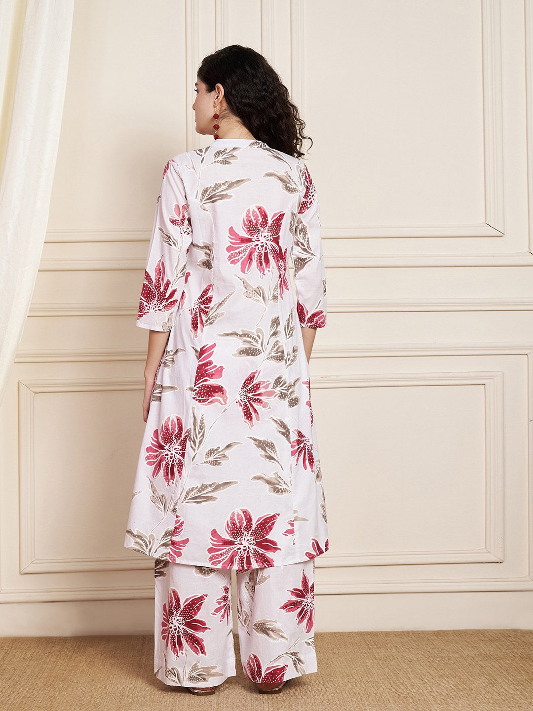 Senfgelbes Kurta- und Palazzo-Set aus Baumwolle für Damen
