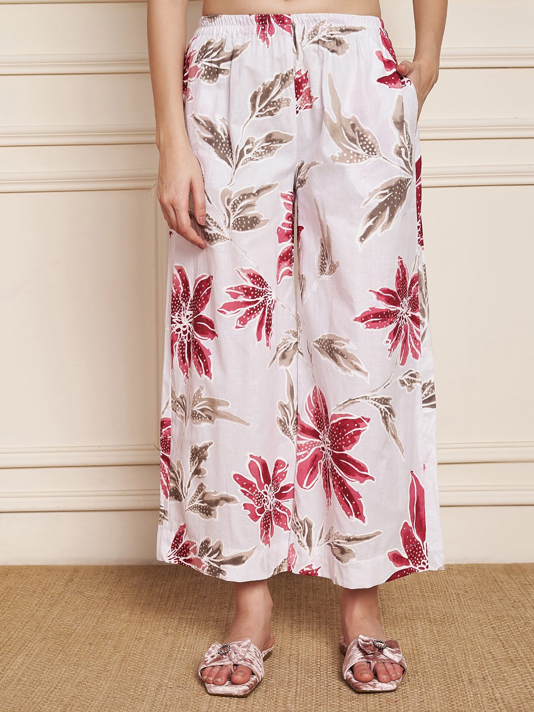 Senfgelbes Kurta- und Palazzo-Set aus Baumwolle für Damen