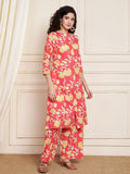 Ensemble Kurta et Palazzo en coton jaune moutarde pour femme