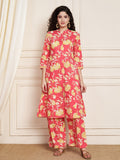 Ensemble Kurta et Palazzo en coton jaune moutarde pour femme