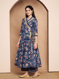 Ensemble Kurta en coton Rajasthani Angrakha avec Palazzo pour femme