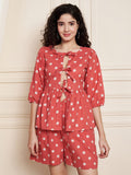 Lässiges Kurti aus Baumwolle mit Doodle-Print für Damen
