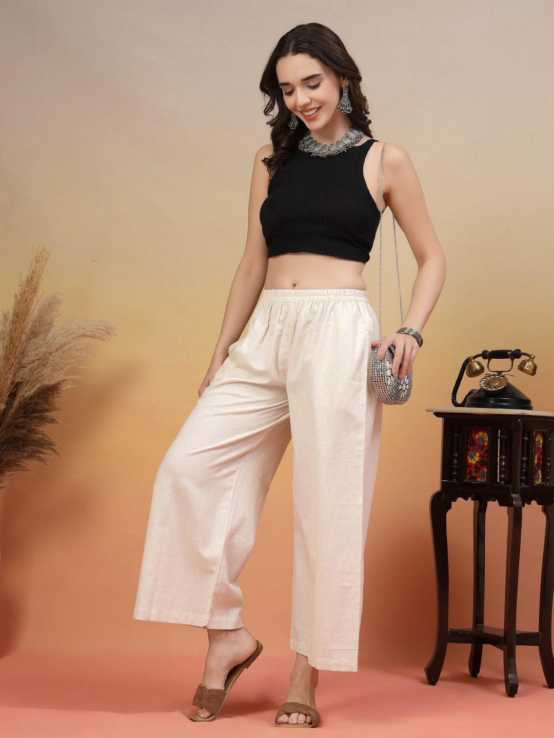 Minimalist Cotton Flex Palazzo Bottom For Women