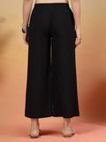 Cotton Flex Solid Black Palazzo Pants For Women by COTLAND - view 4