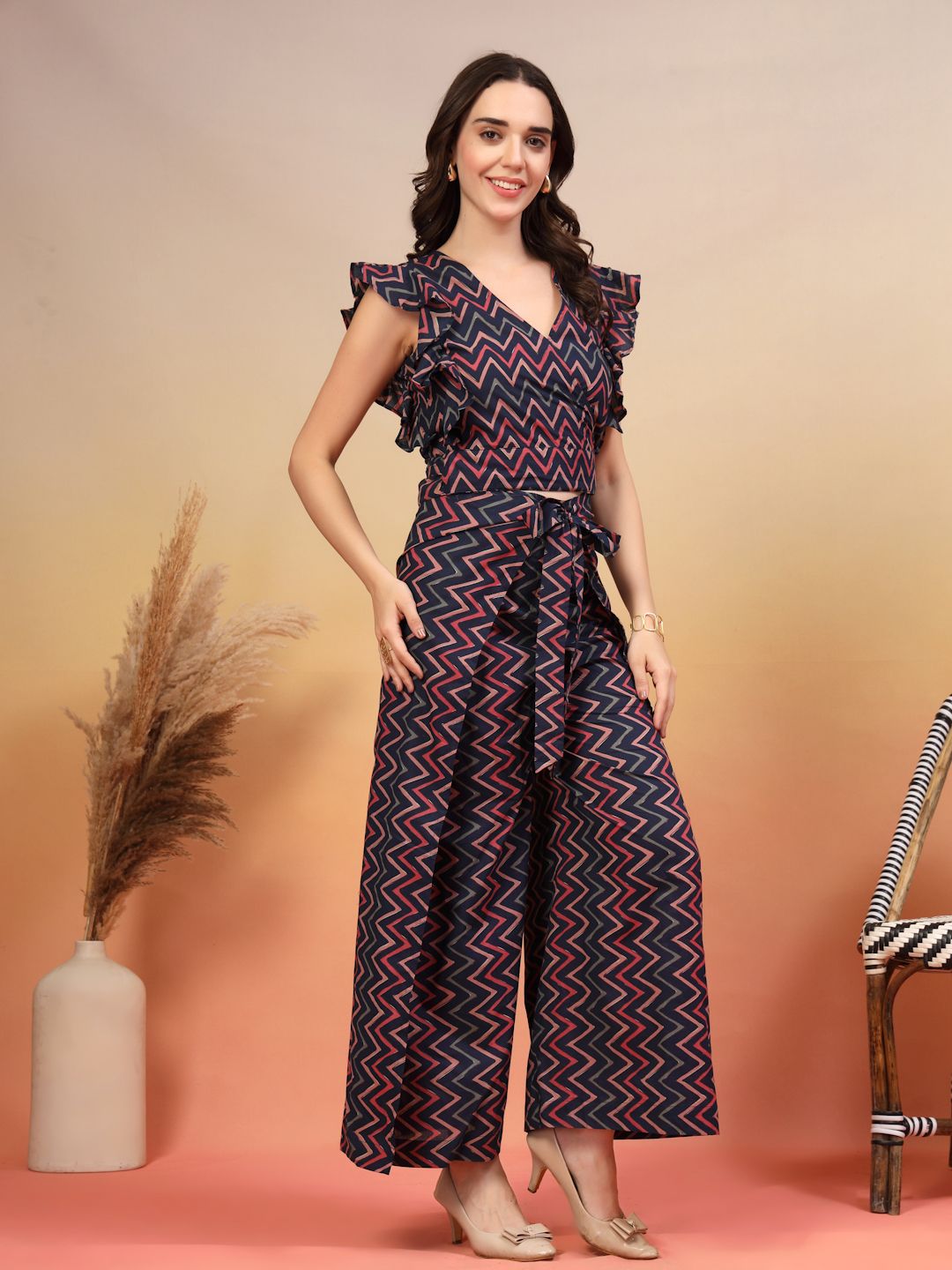 Cotton Zigzag Wrap-Around Co-Ord Set