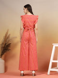 Cotton Wrap Around Co-Ord Set With Stripe Print For Women by COTLAND - view 4