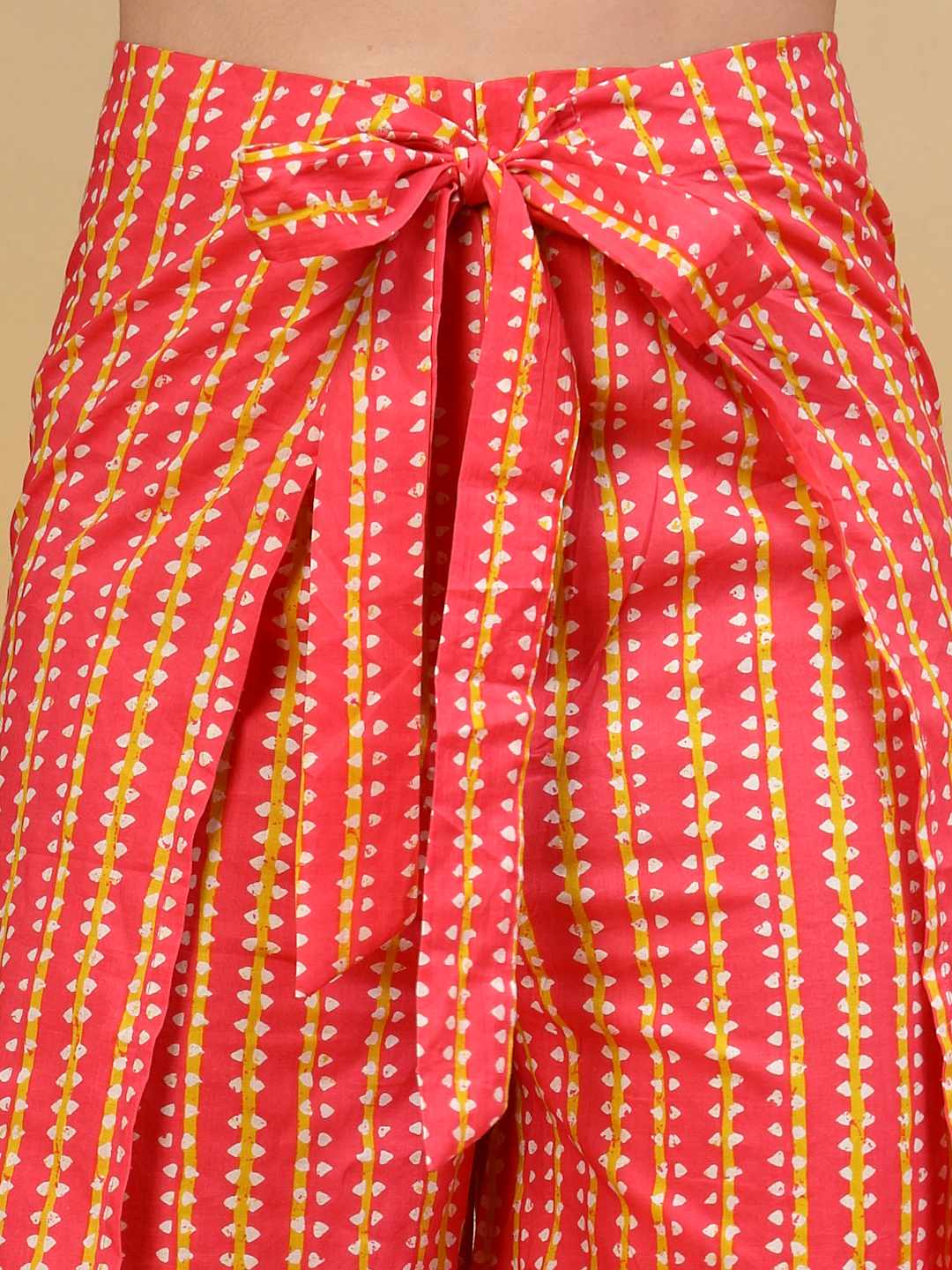 Cotton Wrap Around Co-Ord Set With Stripe Print For Women