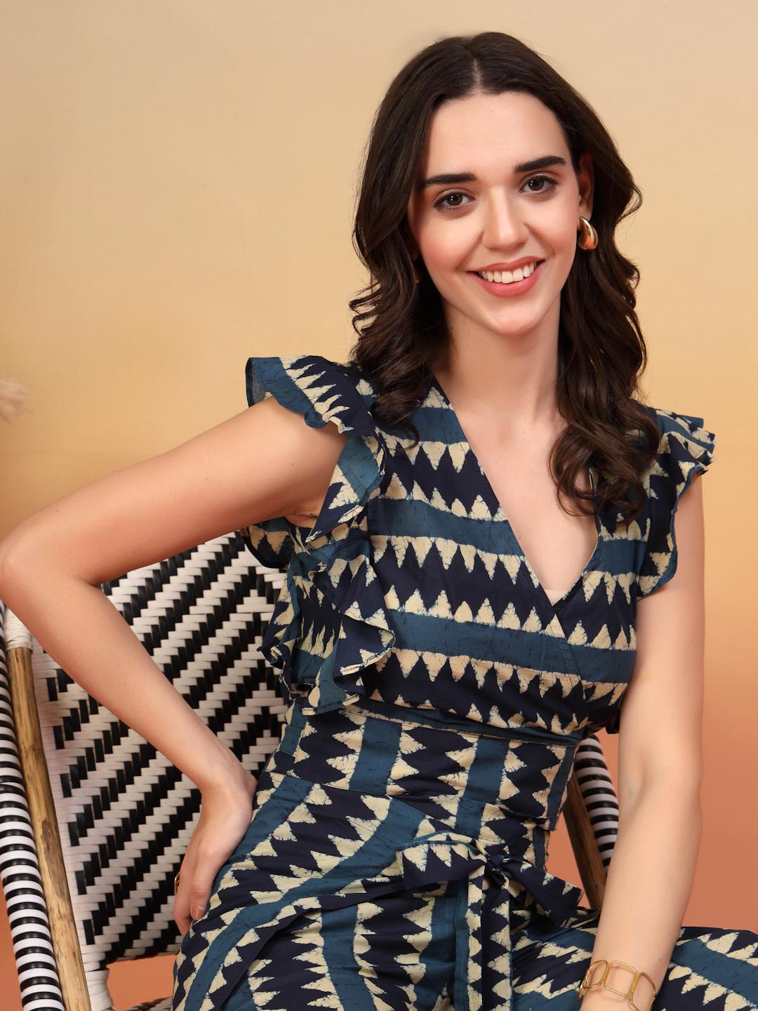 Fully Wrap Around Tribal Printed Cotton Co-Ord Set For Women