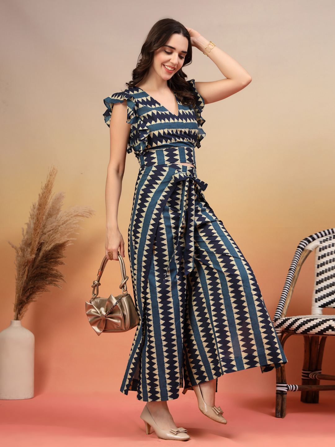 Fully Wrap Around Tribal Printed Cotton Co-Ord Set For Women