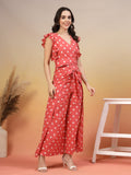 Wrap Around Polka Dot Cotton Co-Ord Set For Women by COTLAND - view 7
