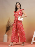 Wrap Around Polka Dot Cotton Co-Ord Set For Women by COTLAND - view 8
