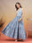 Blue Printed Strappy Cotton Maxi Dress for Women - view 2
