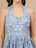 Blue Printed Strappy Cotton Maxi Dress for Women - view 3
