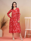 Heritage Cotton Floral Fit and Flare Dress For Women