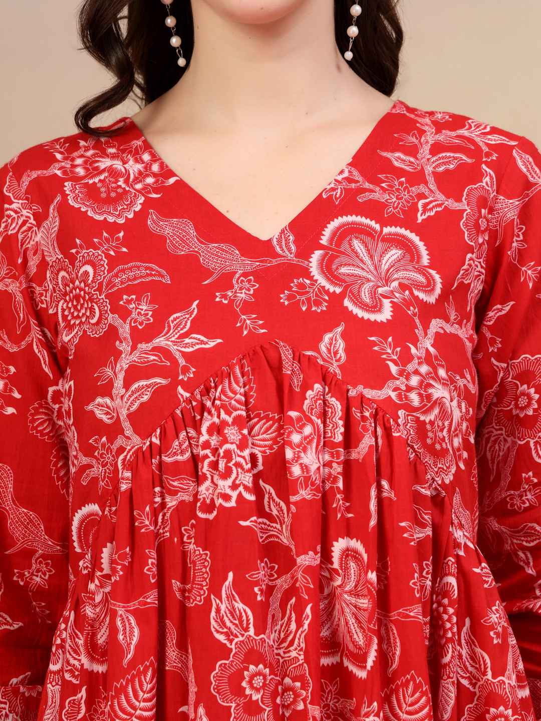 Robe évasée en coton à imprimé ikat rose pour femme