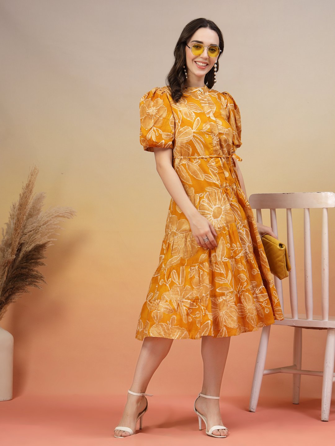 Robe d'été imprimée à bretelles pour femme