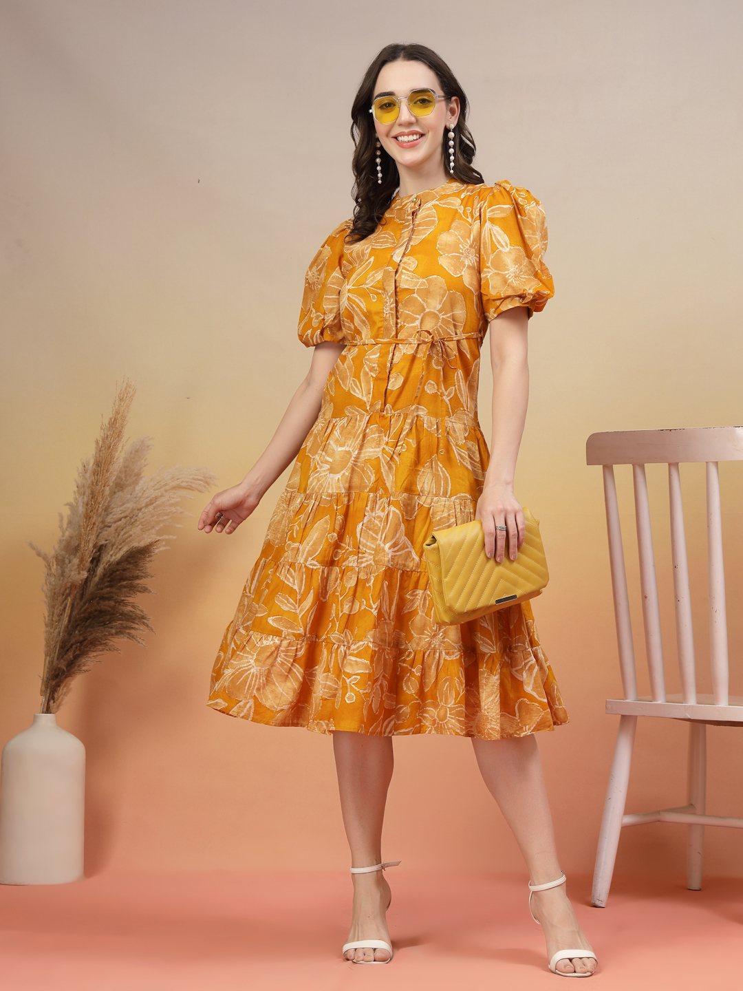 Robe d'été imprimée à bretelles pour femme