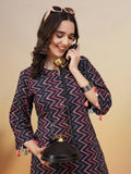 Relaxed Fit Cotton Co-Ord Set with Modern Print For Women
