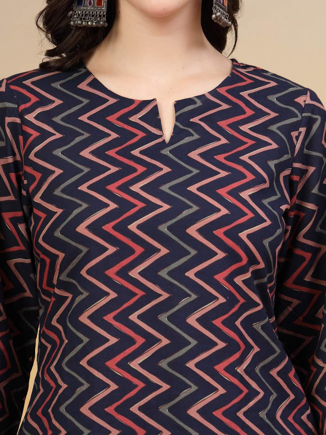 Relaxed Fit Cotton Co-Ord Set with Modern Print For Women