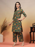 Ensemble Kurta et Palazzo en coton jaune moutarde pour femme