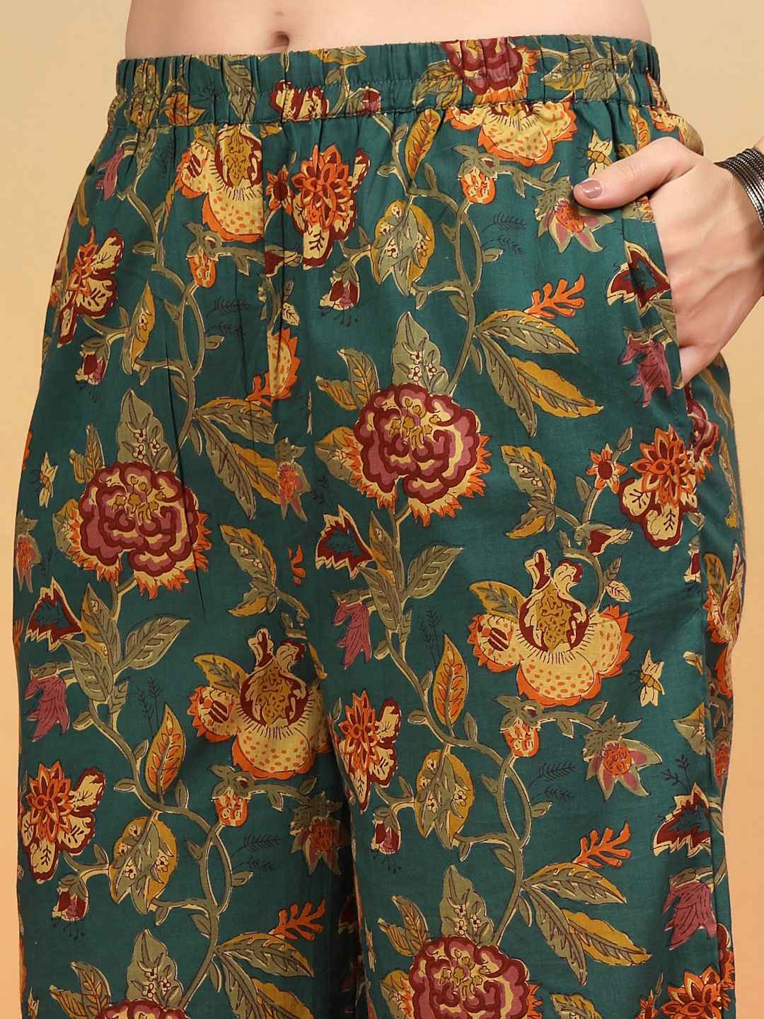 Ensemble Kurta et Palazzo en coton jaune moutarde pour femme