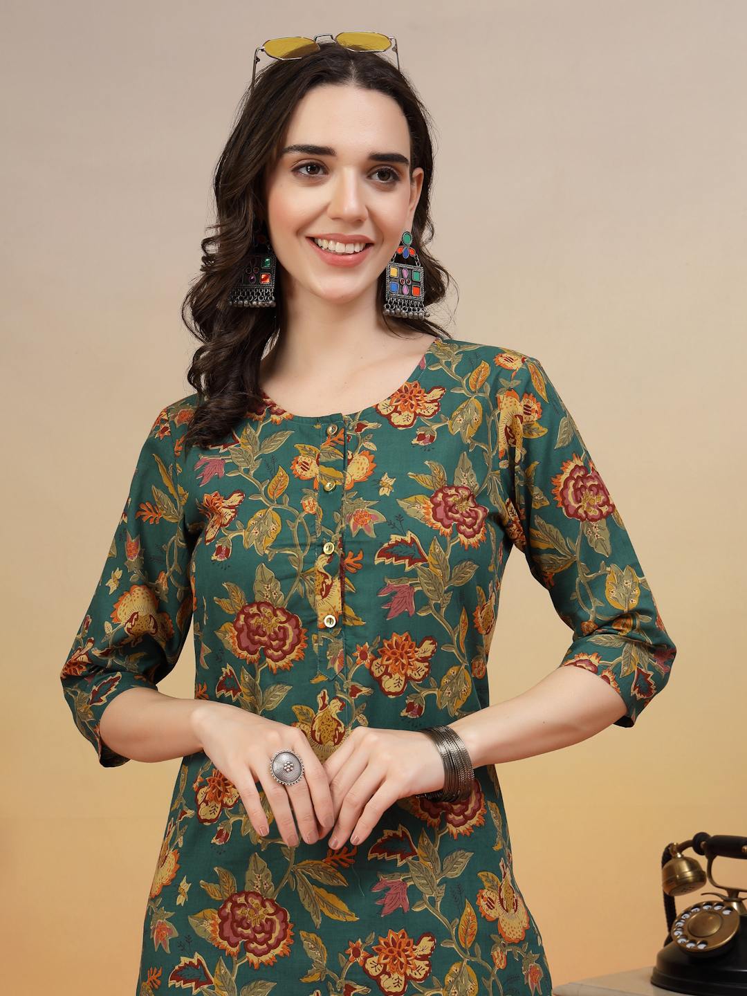 Ensemble Kurta et Palazzo en coton jaune moutarde pour femme