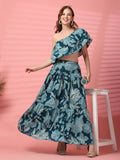 Ruffled Sleeve Cotton Co-Ord Outfit For Women