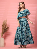Ruffled Sleeve Cotton Co-Ord Outfit For Women
