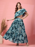 Ruffled Sleeve Cotton Co-Ord Outfit For Women