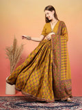 Mustard Festive Floral Printed Lehenga Choli Set with Dupatta for Women