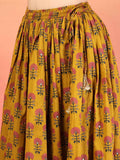 Mustard Festive Floral Printed Lehenga Choli Set with Dupatta for Women