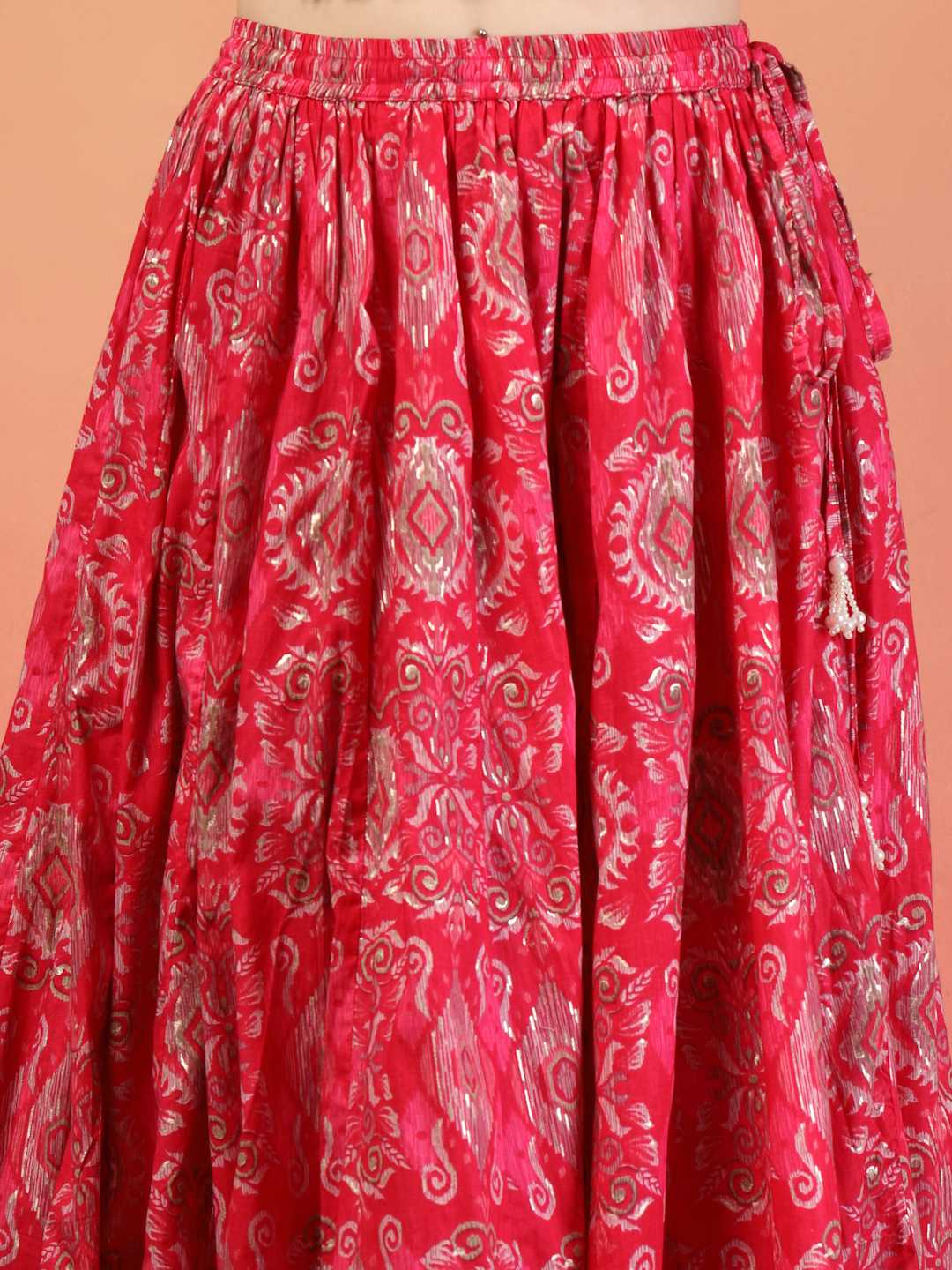 Frill Border Handcrafted Cotton Lehenga Choli Set For Women