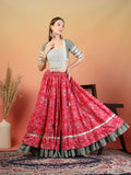 Frill Border Handcrafted Cotton Lehenga Choli Set For Women