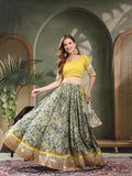 Heritage Style Gold Border Lehenga Choli Set For Women