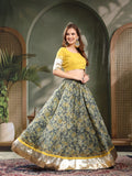 Heritage Style Gold Border Lehenga Choli Set For Women