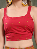 Floral Mirror Work 3-Piece Cotton Co-Ord Set For Women