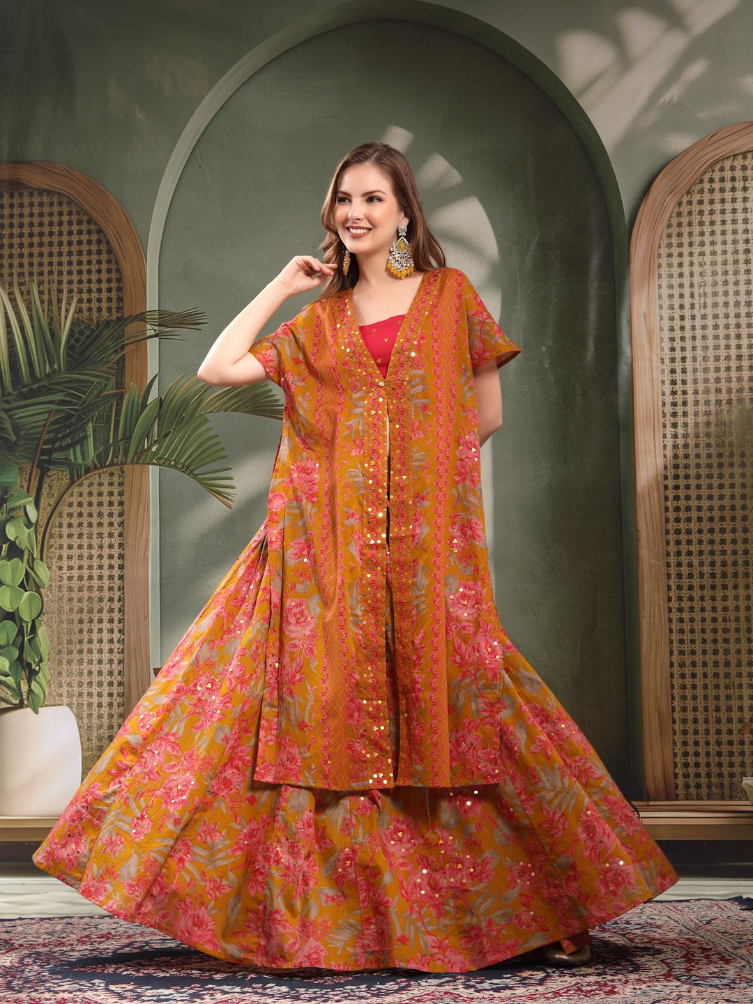 Kurti décontracté en coton imprimé Doodle pour femmes