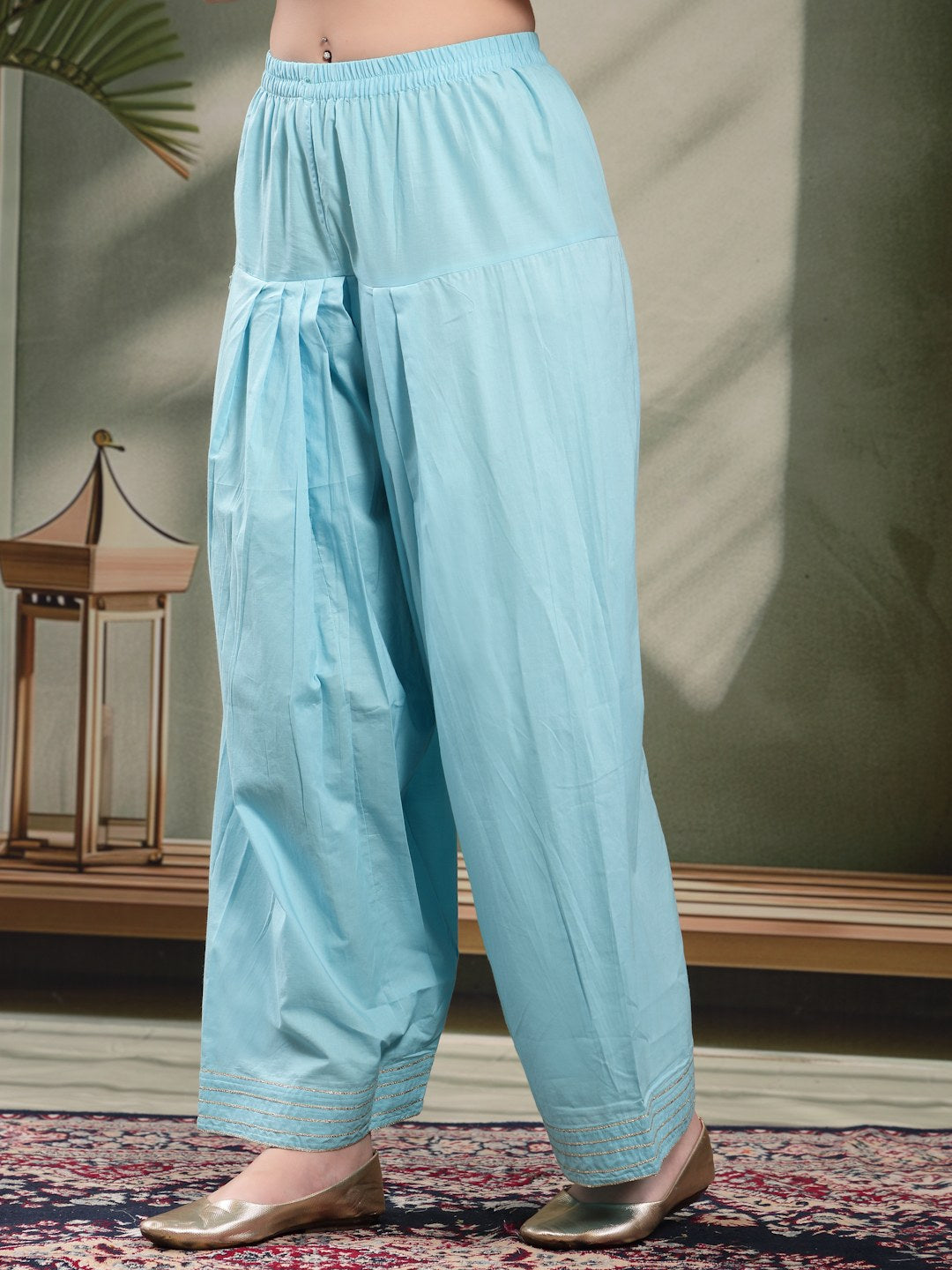 Oversized Cotton Mirror Work Kurta Salwar Set For Women