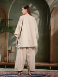 Oversized Embroidered Yoke Cotton Kurta Salwar Set For Women