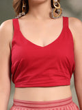 Pink Mirror Work Three-Piece Cotton Co-Ord Set For Women