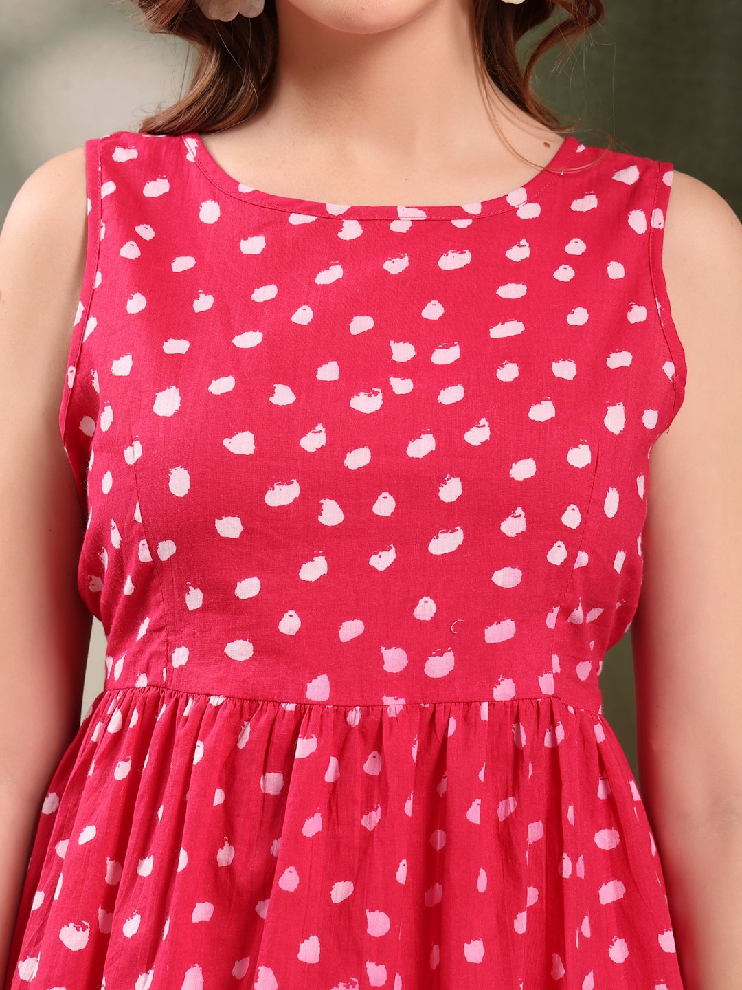 Red Polka Cotton Co-Ord Set For Women