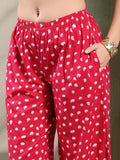 Red Polka Cotton Co-Ord Set For Women