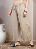 Beige Cotton Palazzo Pants for Women - view 5