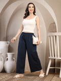 Navy Cotton Palazzo Pants for Women - view 6