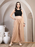 Peach Cotton Palazzo Pants for Women - view 6