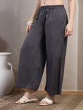 Charcoal Cotton Palazzo Pants for Women - view 2