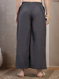 Charcoal Cotton Palazzo Pants for Women - view 4
